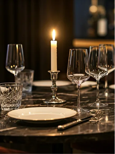 Fine dining table set with candelabra